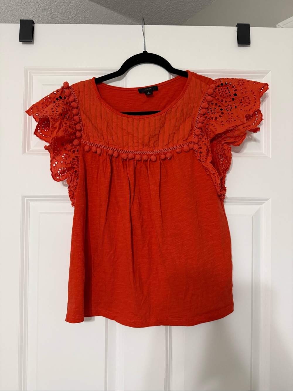 J. Crew Eyelet Flutter Sleeve Top